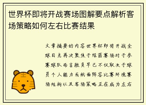 世界杯即将开战赛场图解要点解析客场策略如何左右比赛结果